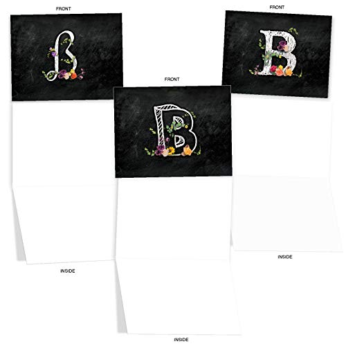 The Best Card Company - 10 Assorted Blank Note Cards (4 X 5.12 Inch) - Elegant Flowers And Letters, Bulk Boxed Set - B Chalk And Roses M3835Ocb-B1X10 #TOP3