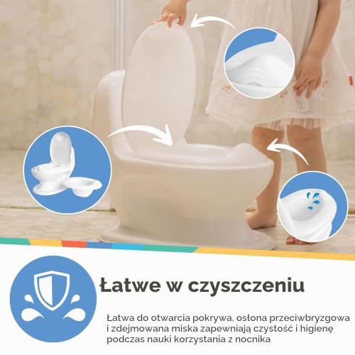 Nuby Dr. Talbot's - My Real Potty - Dziecięca toaleta z dźwiękiem spłuczki - Nauka korzystania z toalety - Trening nocnika - Z prawdziwym dźwiękiem i bateriami - Kolor biały - Od 18 miesiąca życia