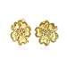 Bling Jewelry Heart Shaped Matte Gold Plated Five Petal Flower Clip On Earrings