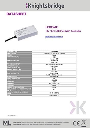 Knightsbridge Smart WiFi Controller for Flexible LED Tape - Certified Works with Amazon Alexa & Google Assistant, no hub Required