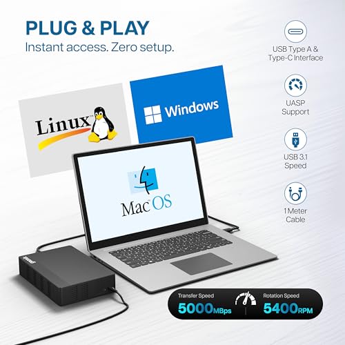 Image of Geonix PowerShell S7 4TB External Hard Drive 3.5 inch USB 3.1 SATA HDD with 12V External Power Adapter, Up to 5Gbps UASP, Shockproof, PC /Mac /Laptop /Xbox Compatible, 3-Year Warranty (Black)