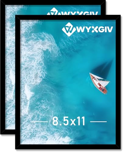 Wyxgiv 8.5x11 Picture Frame Set of 2, Lightweight yet Durable Black Frame with High-clarity Plastic Display 8.5 x 11 Inch Photo Horizontally/Vertically (2 Packs|Black|8.5