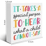 Special Education Teacher Gift Thank You Gifts for Behavior Analyst Autism SPED Teacher It Takes a Special Person to Hear What a Child Cannot Say Wood Block Sign 5 X 5 Inches