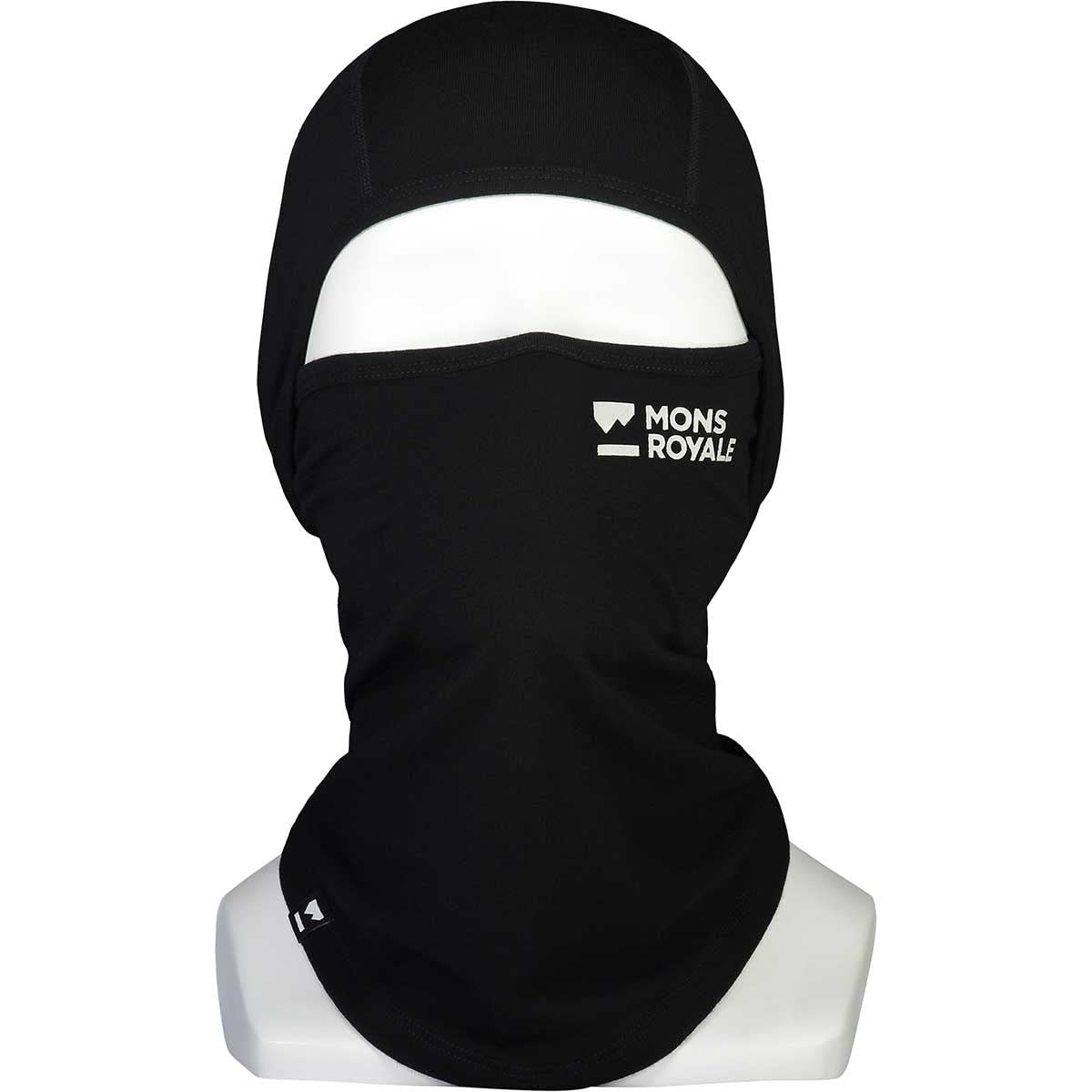 Mons Royale Santa Rosa Balaclava Schwarz - Merino Flexible weiche Merino Sturmhaube, Größe S-M - Farbe Black