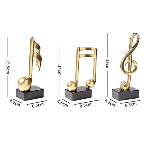 Estatua musical de notas 3 piezas color dorado miniatura 6