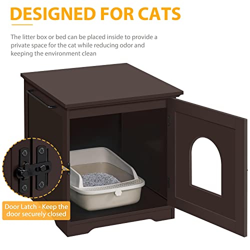 Yaheetech Cat Litter Box Enclosure, Indoor Pet Crate-Hidden Cat House Cat Washroom With Vent Holes & Latch Lock, Pet Furniture Cabinet & Side Table For Living Room,Easy Assemly, Espresso #TOP3