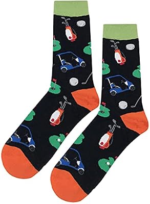 SockFly Golf Dress Socks Funny Novelty Crazy Fun Design Men Size 8-12 Cotton Casual Crew Colorful Fu...