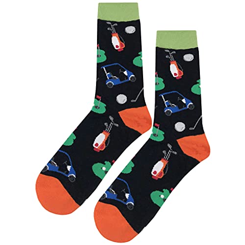 SockFly - SockFly Golf Dress Socks Funny Novelty Crazy Fun Design Men Size 8-12 Cotton Casual Crew Colorful Funky Fancy Socks Gift for Men (50% Off Amazon Deal)