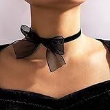 Korean Fashion Velvet Choker Necklace for Women Vintage Sexy Lace Necklace with Pendants Gothic Girl Neck Jewelry Accessories,Black Bow