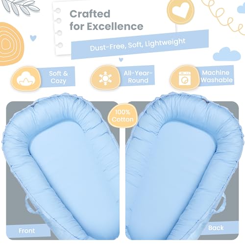 Image of Baby Lounger - Breathable & Soft Baby Lounger for Newborn 0-24 Months, Soft Portable Baby Lounger Pillow, Newborn Babies Essentials, Snuggle Lounger Me