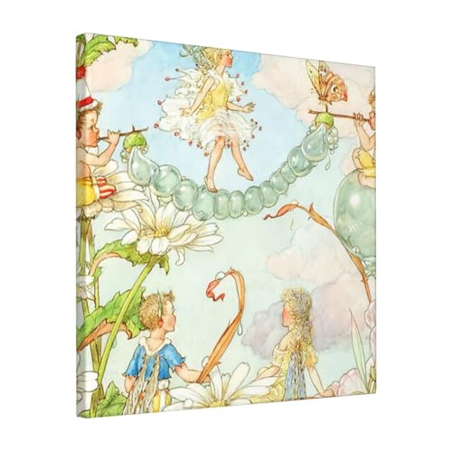 絵画 フレーム装飾画 ハロルトカス Fairies And Bubbles キャンバスアート アートパネル 壁画 壁掛け 絵 モダンアート 版画 壁飾り 世界の名画 ポスター 40x40cm