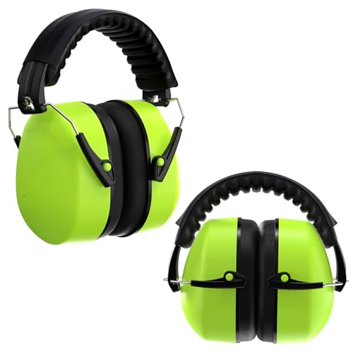 ISHOAKY 2 Pieza Protectores Auditivos para Adultos 32dB SNR, Casco Antiruido Plegables y Ajustable Protección Auditiva NRR 23dB, Cascos Insonorizados para Adultos, Jardinería, Trabajo, Verde