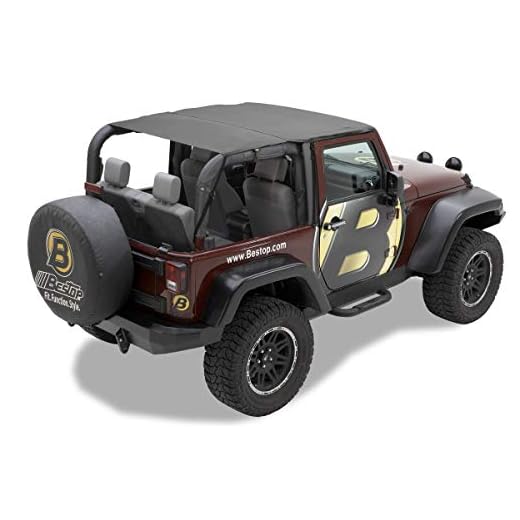Bestop 5258335 Black Diamond Safari-Style Bikini Top for 2010-2018 Wrangler JK 2DR