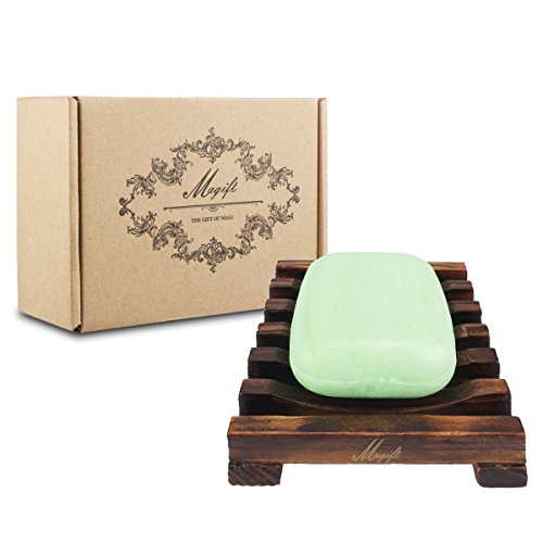 Magift Soap Dish Holder, Bathroom Wooden Soap Case, Sink Deck Bathtub Shower Dish, Rectangular, Hand Craft, Natural Wooden Holder For Soap, Sponges, Scrubber (2 Pack Soap Dish) #TOP1