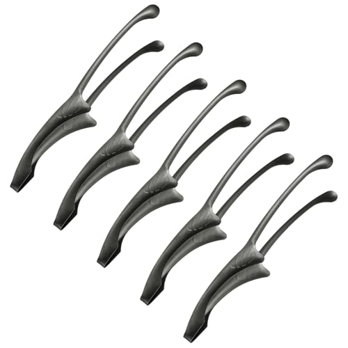 M METERXITY 5 Pcs Korean and Japanese BBQ Tongs 11.5 Inch Barbecue Tongs 430 Stainless Steel Kitchen Self-Standing Grill Non-Slip for Grill/Salad/Camping/Cooking [Black]