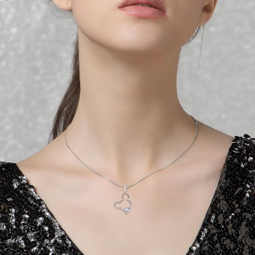 Generic Sterling Silver Cute Mouse Pendant Necklace for Girls, Teens, Women - Heart-Shaped Cubic Zirconia, Adjustable, Gift for Christmas, Daughter3