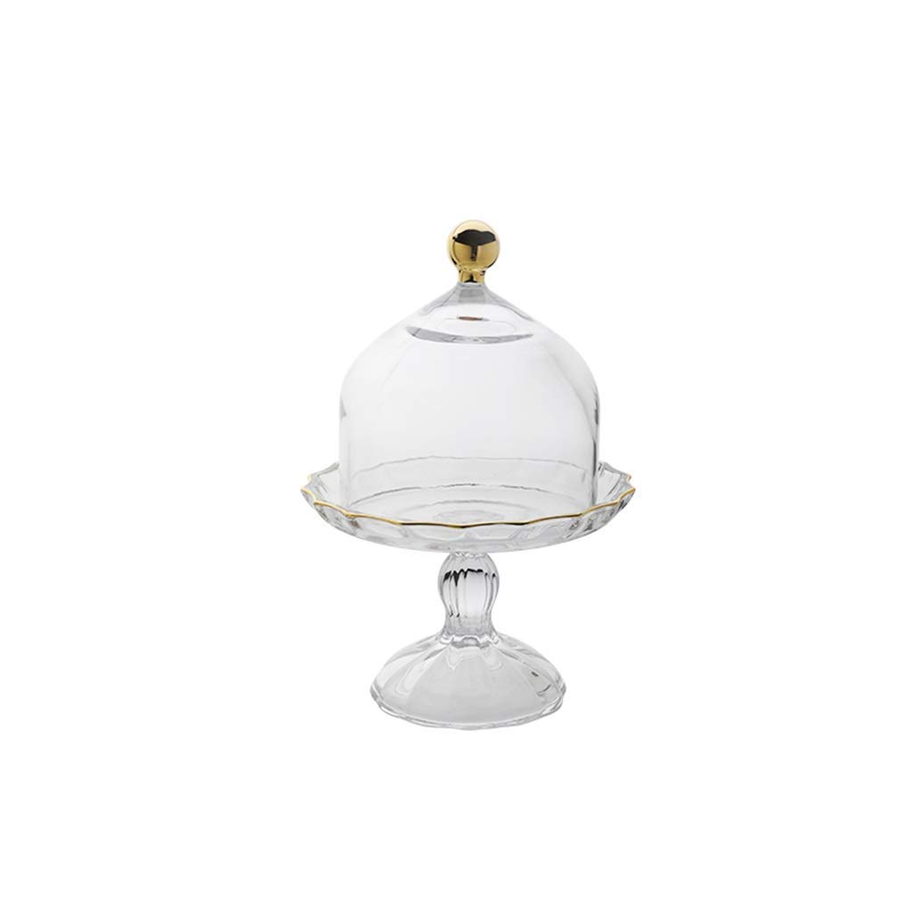 Tyuhduyur Phnom Penh Transparent Food Glass Cake Stand Metal Ball Handle Dustproof Tray Christmas Party Decorating Dust Cover Cake Stands (Size : 16 16 25Cm)