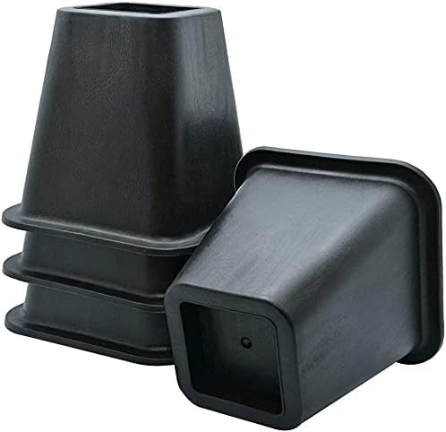 6 inch Bed Risers Heavy Duty Stackable Furniture Raiser Lifter Leg Bed Elevators for Bed, Sofa, Chair, Table4 Pack Black