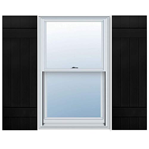 Exterior Solutions Vinyl Board & Batten Shutters, Black, 14x39 in, Pair