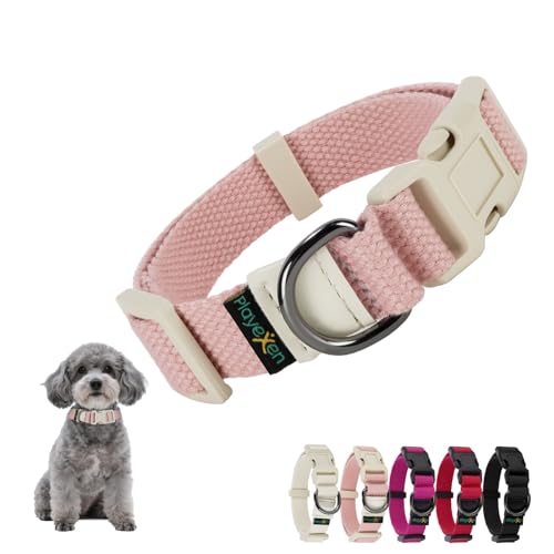 Collier Chiot, Collier pour Chien en Coton Doux, Collier Chat Anti étranglement Réglable, Collier Accessoires avec Médaille Amovible pour Chiot Petit Animal...