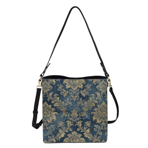Image of HUGS IDEA Boho Bags for Women Leather Handbag Shoulder Bucket Crossbody Purse