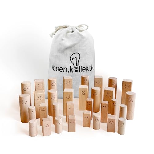 ideen.kollektiv - Systembrett Pro Figuren mit Emotionen - 32 Premium Figuren für systemische Aufstellung Coaching Therapie und Beratung - Stellvertreterfiguren für Familienaufstellung