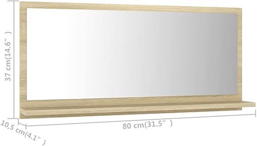 Miniatura 6 de AJSEOYBS Espejo de baño, espejo de baño para pared, botiquines con espejo, adecuado para baños, dormitorios, sobre el inodoro blanco y roble Sonoma