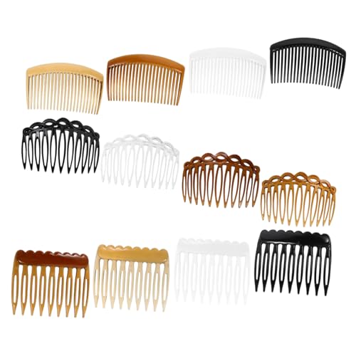 HONITANO 12 Piezas Peines Laterales Vintage para Cabello Peines Plásticos Ondulados con Dientes Accesorios para Moños y Peinados Elegantes Agarre Firme para Mujeres y Niñas