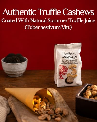 Image of TartufLanghe Truffle Cashew Nuts - Lightly Salted, Roasted, and Coated with Natural Black Truffle Juice, for Snacks, Topping Salads, and Appetizers - 1.76 oz