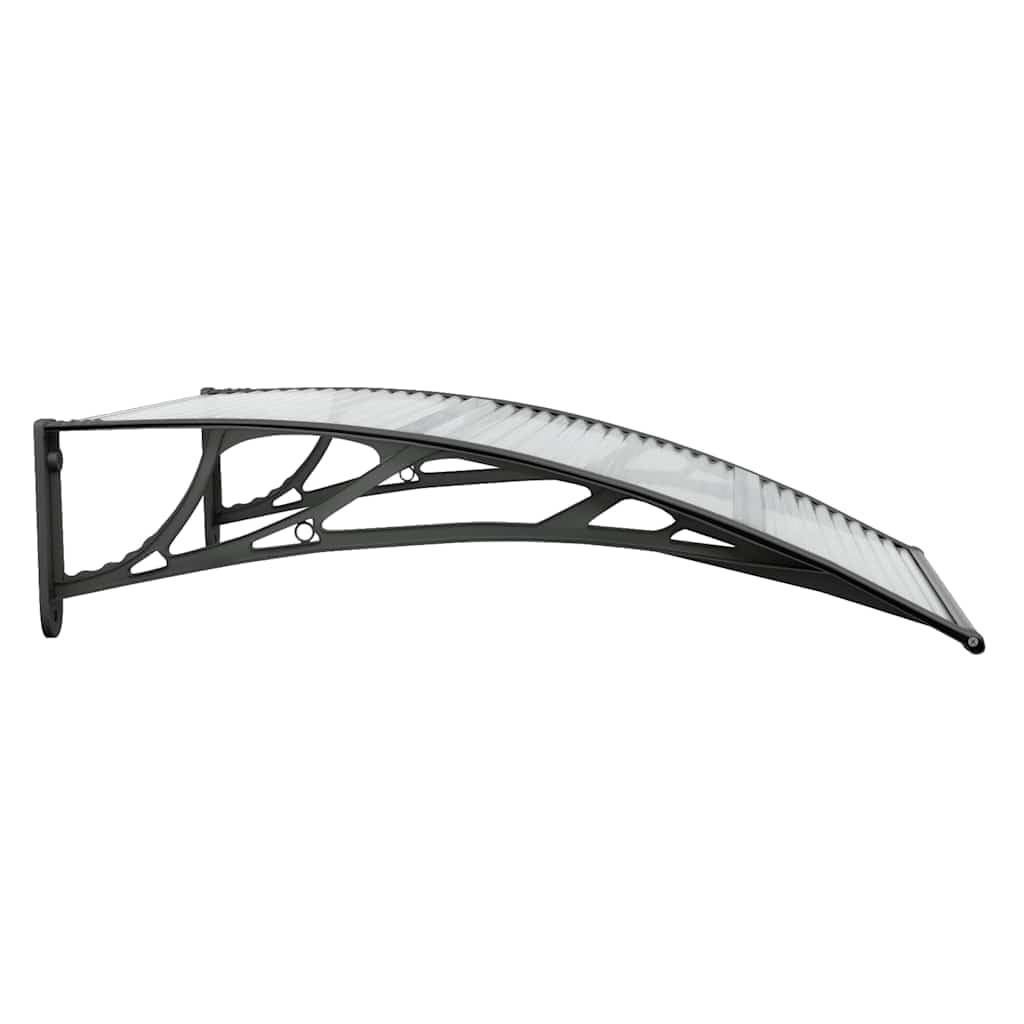 Markiza drzwiowa czarna przezroczysta 100x75 cm poliwęglan | Aluminiowa rama i uchwyty ABS, odporne na warunki atmosferyczne, łatwa instalacja, akcesoria w zestawie