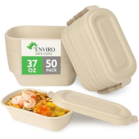 Compostable Bamboo Meal Prep Containers - 50 Pack Cover