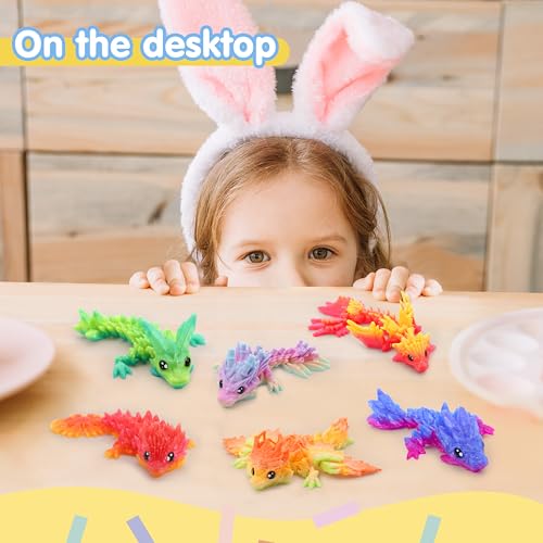 JOYIN 8 Pcs 3D Printed Dragon, 4.4" Colorful Flexible Articulated Dragon Fidget Toys for Party Favors, Classroom Prizes, Goodie Bag Fillers, Autism Stress Relief for Kids & Adults Birthday Gifts - image 9