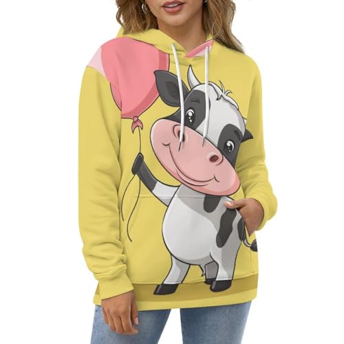 Vache en ballons sweat à capuche imprimé haute densité coupe unisexe S - 2