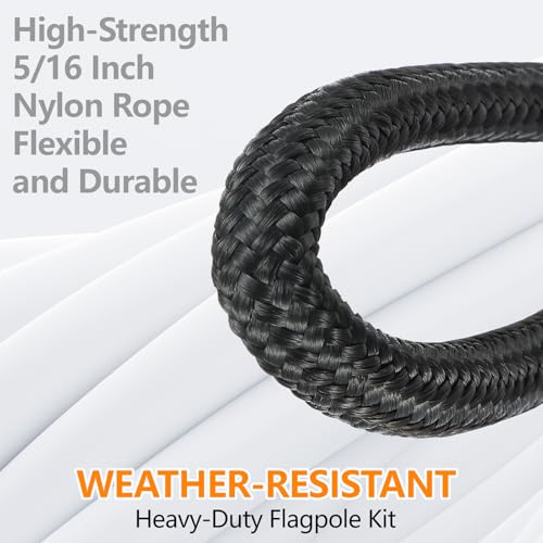 Drisse en nylon de 0,6 cm robuste pour mât de drapeau extérieur - 7