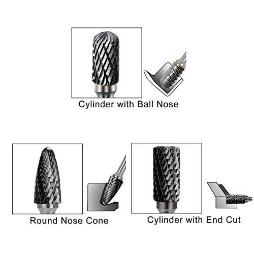 ASNOMY 1 Stück Fräser aus Wolframstahl aus Hartmetall Set mit Drehkopf zum Schleifen von Dateien 6 x 12 mm zum Bohren von Metall Polieren - F