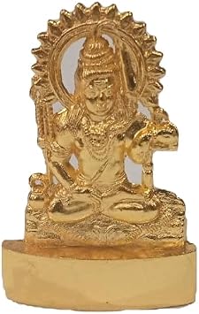 Indian Hinduism Home Temple Decor Ashtadhatu Mix Metal Shiv Shankar Sculptures Statue Idol Figurine Murti for Pooja/Gift/Diwali Puja Shiva Sitting Small