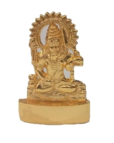 GRI9 Indian Hinduism Home Temple Decor Ashtadhatu (Mix Metal) Shiv Shankar Sculptures Statue Idol Figurine Murti for Pooja/Gift/Diwali Puja (Shiva Sitting Small)