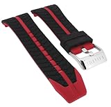 Ancho de correa: 28.0 mm Correa Lotus Pulsera de Reloj Bicolor Rojo Rayas Caucho REF. 15773/4 15773