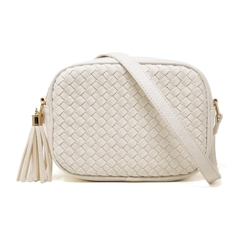 Image of AFKOMST Woven Crossbody Bag, Small Summer Purse and Boho Bag for Women | Vegan Leather, Roomy Space, 2.3L Capacity, fits iPad mini /Long Wallet /Kindle, Versatile for Daily Use /Casual /Date /Office