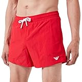 Emporio Armani Swimwear Herren Boxer Embroidery Logo Badehose, Ruby Red, 56