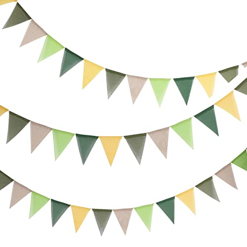 3Stück Leinen Wimpelkette Bunting,Mehrfarbig dreieckige Flaggen,wasserdichte Wimpel Girlande Innen Outdoor Dekoration für Hochzeit,Geburtstag,Party (60 Flaggen)