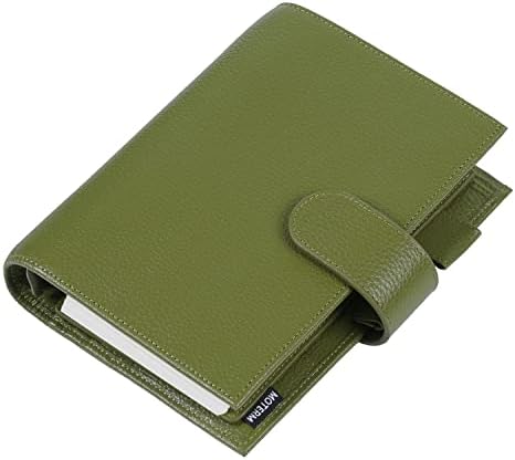 Moterm Personal Luxe Rings Planner - Genuine Leather Binder Organizer (Pebble-Olive, 30mm Ring)