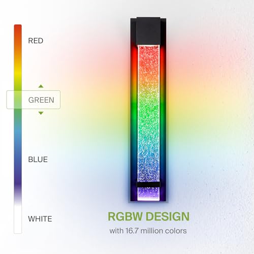 Image of ASD LED 24 inch Bubble Glass Wall Light Fixture, Outdoor & Indoor Seeded Sconce | RGBW, Smart, Waterproof, ETL Listed | 9W 250LM 3000-5000K 100-277V | Exterior Lantern, Porch Lighting | Black, 2 Pack