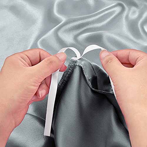 Image of Ersmak 6 Pieces Satin Duvet Cover Full /Queen Size Luxury Silky Bedding Duvet Cover Set with 1 Soft Duvet Cover, 4 Queen Pillowcases and 1 Body Pillowcase, Grey