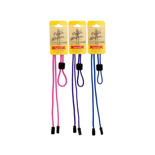 Peeper Keepers Eyeglass Retainer & Sunglass Holder Supercord Adjustable, Assortment(3), 3pk mix - Thumbnail 2