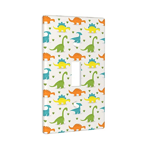 Cute Dinosaur Single Toggle Light Switch Cover Decorative 1 Gang Wall Plate For Nursery Kids Boys Room Bedroom Bathroom Kitchen #TOP1