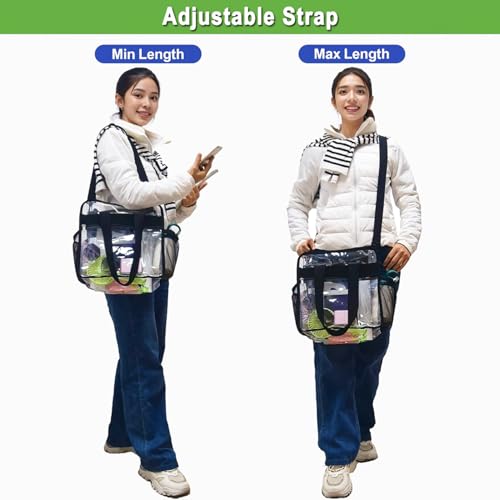 Image of Fammart Clear Bag for Stadium Events, 12x6x12 Jelly Tote Bag for Women with Zipper for Beach Sports Concerts Work