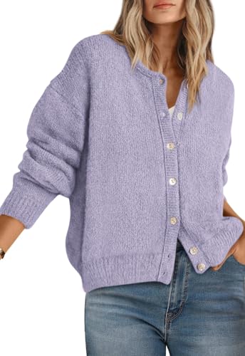 Image of PRETTYGARDEN Long Sleeve Crewneck Button Down Womens Sweaters Fall Open Front Chunky Cardigan Sweaters for Women 2026