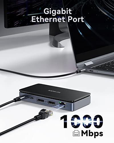Usb C Docking Station Dual Displayport,8 In 1 Laptop Docking Station Dual Monitor With 2 Dp 4K@60Hz,Gigabit Ethernet,100W Pd,3*Usb 3.0,Usb C Dock With 3.28Ft Usb C Cable For Macbook/Dell/Hp/Lenovo #TOP5