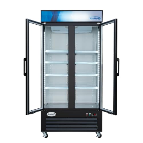 Image of KoolMore 40 in. 33 Cu. Ft. Commercial Merchandiser Display Refrigerator with Swing Doors, LED Lighting, Certified for Commercial Use in Black